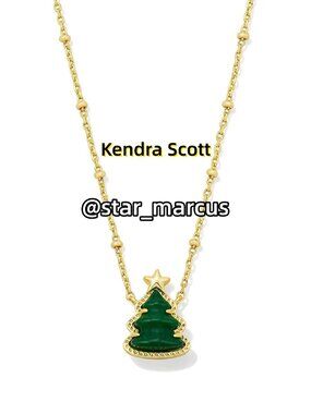 Holiday Tree Gold Short Pendant Necklace